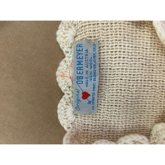 VTG Obermeyer Womens Beige 100% Wool Cardigan Sweater With Scalloped Trim Small - Picture 4 of 12